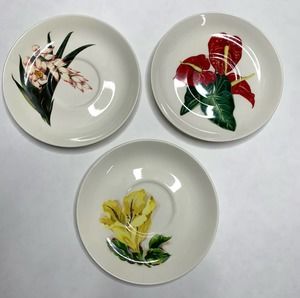 Santa Anita Ware Saucers Set / Flowers of Hawaii